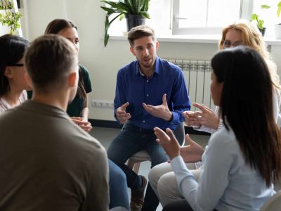 group of participants in therapy during addiction recovery near Nashville, TN