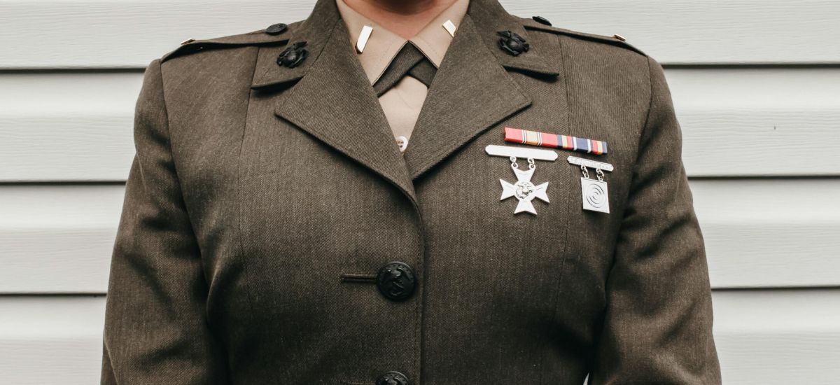 Military women in her formal uniform
