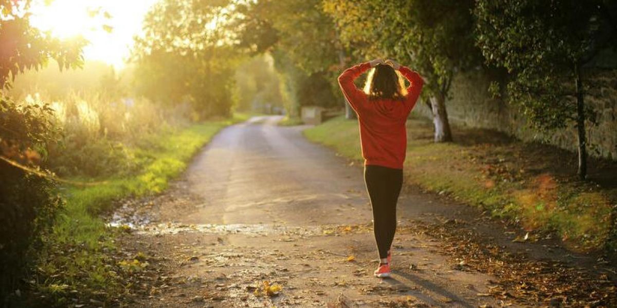 woman walking in peaceful forrest in tennessee