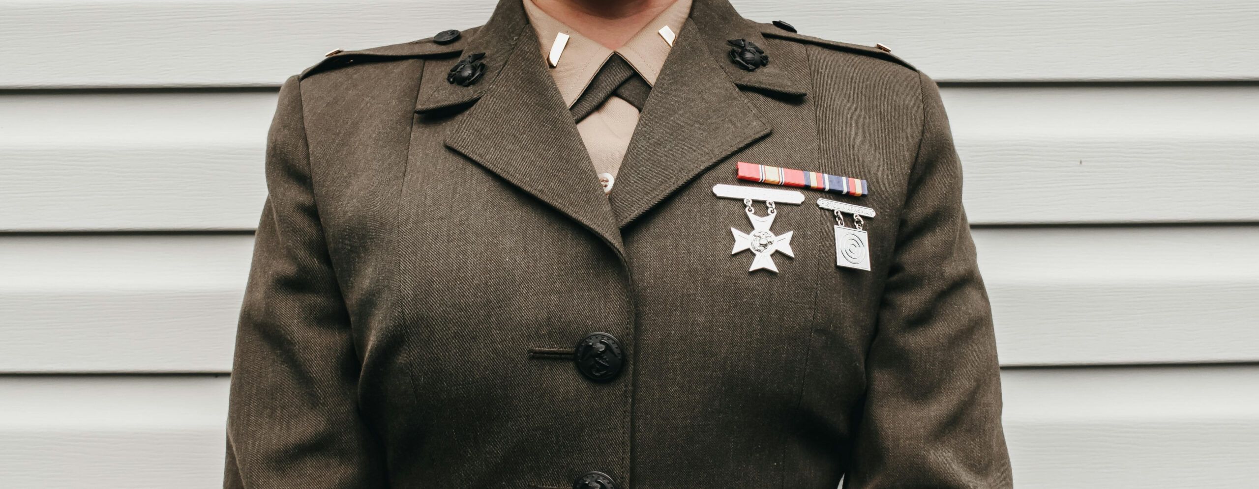 Military women in her formal uniform