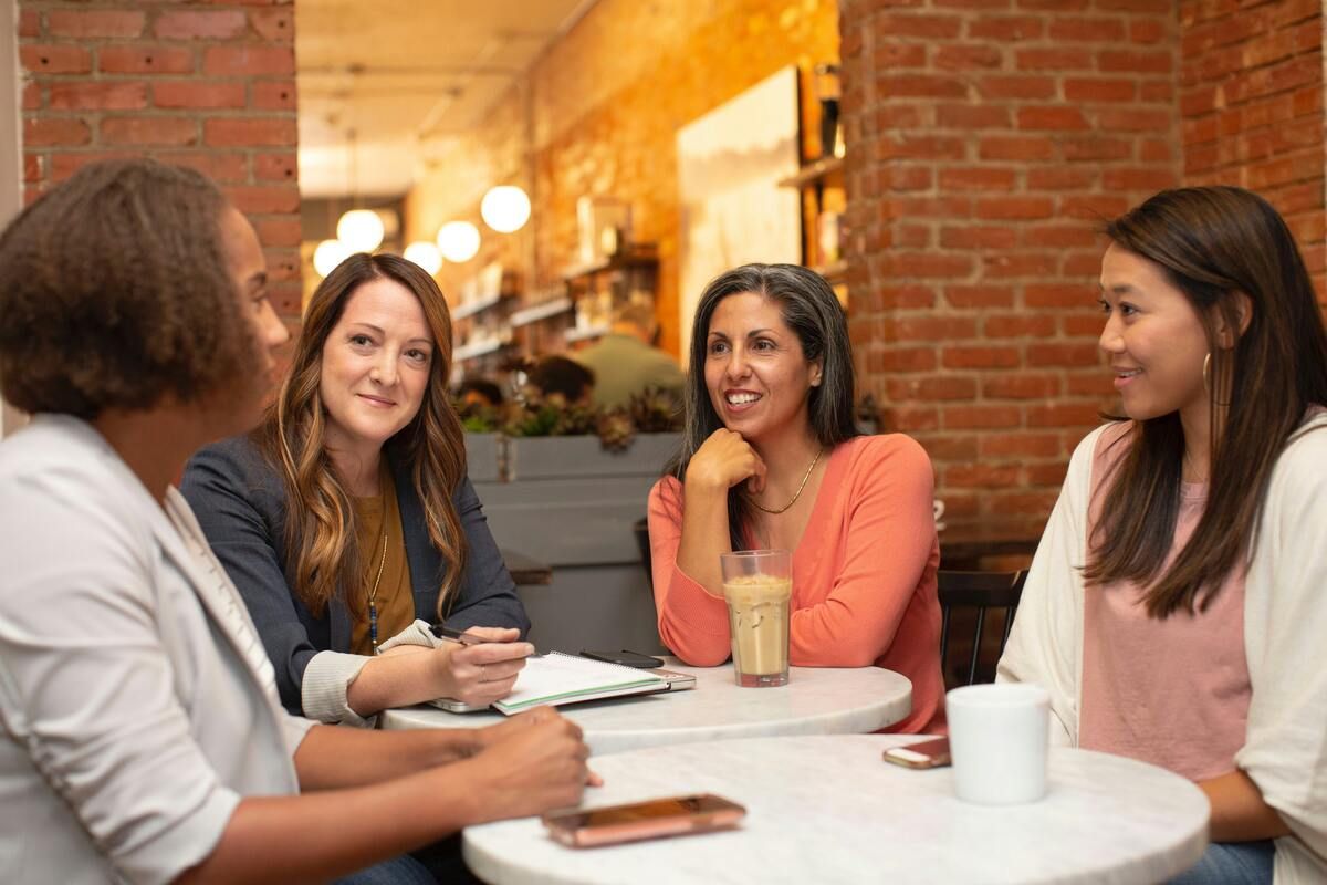a group of women going out to dinner together to celebrate recovery from addiction
