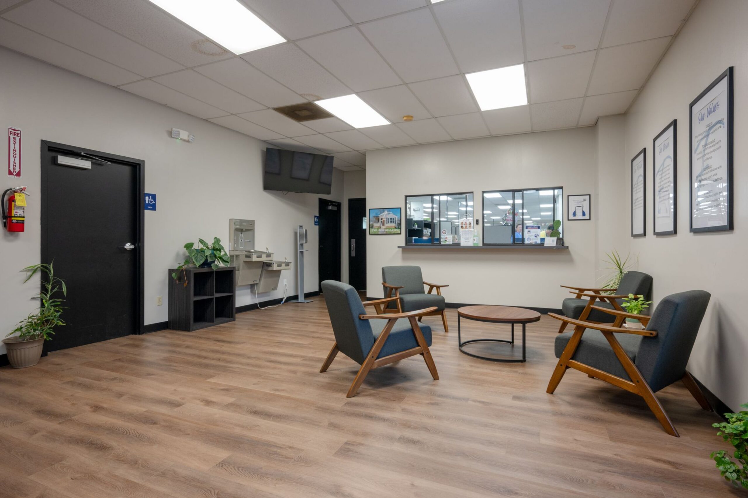 Lobby area of Freeman Recovery Center in Dickson, Tennessee, where patients arrive on admission day